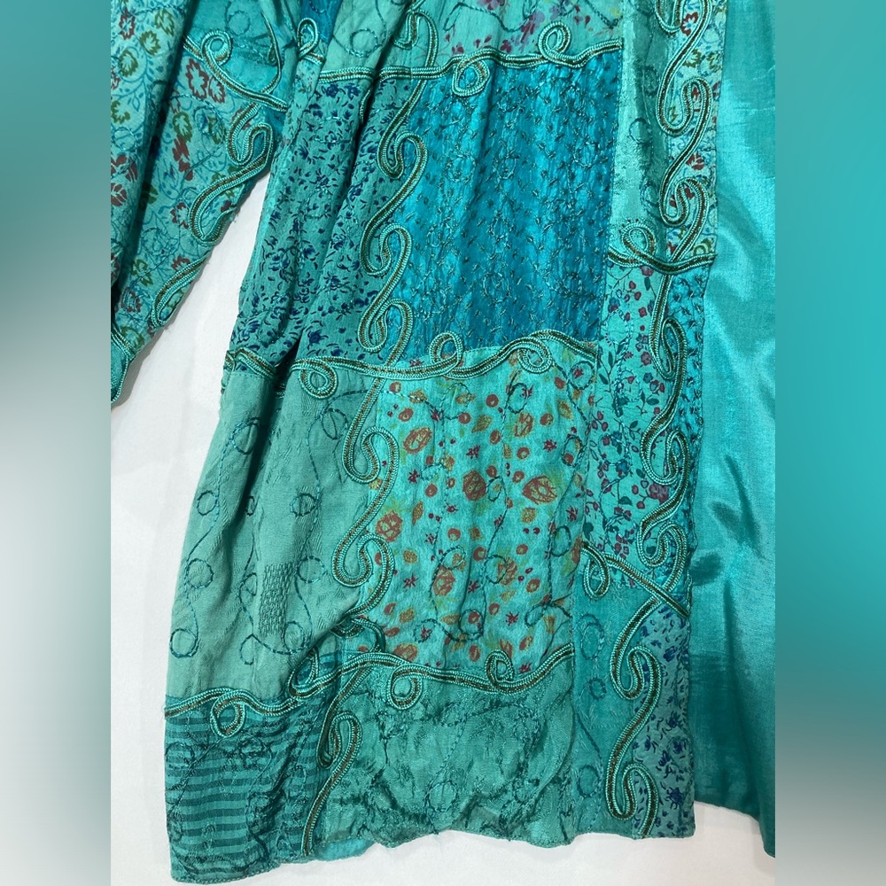 Celeste Vintage 90s Patchwork Oversized Teal Open… - image 5